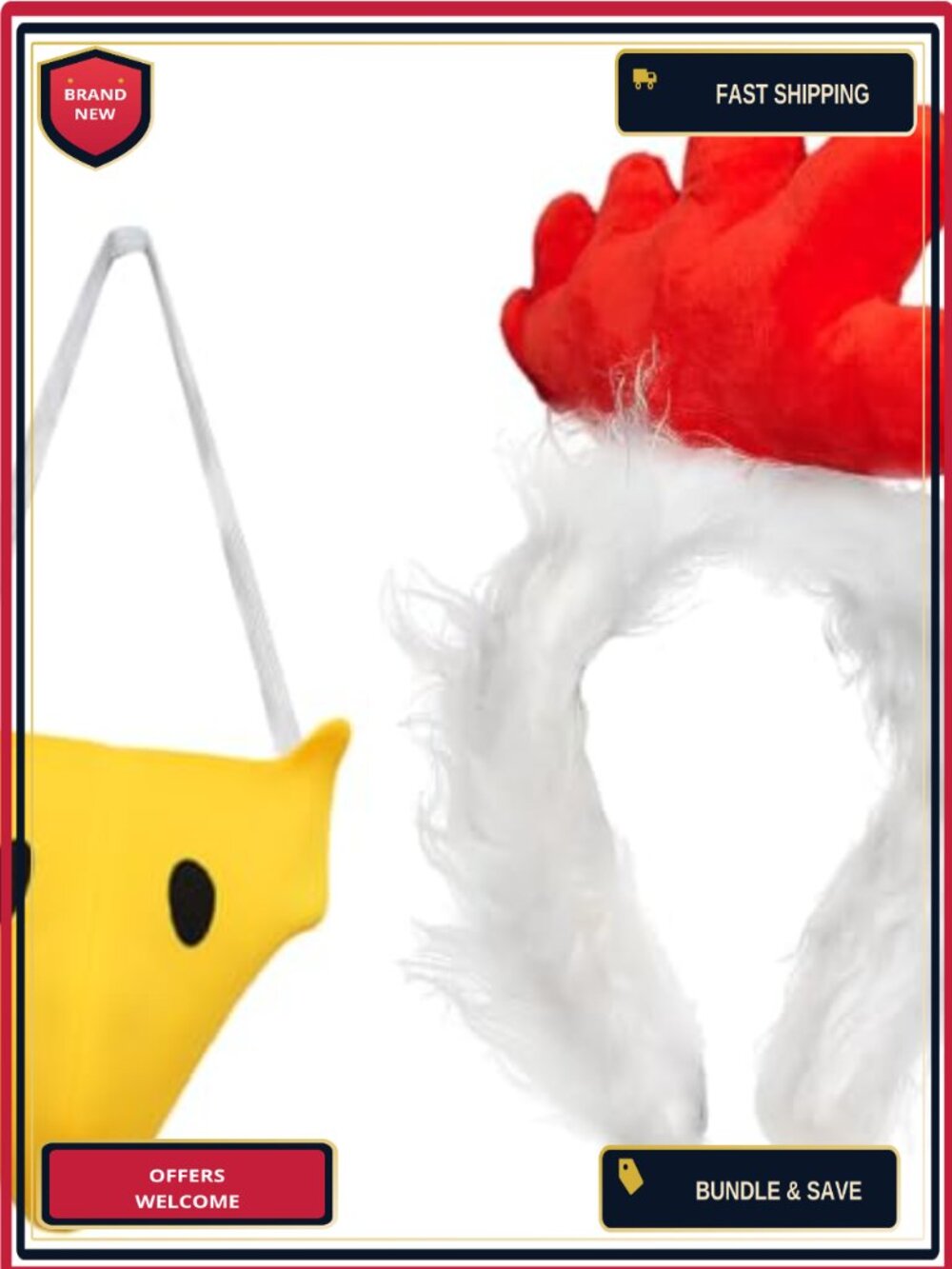 Plush Chicken Headband & Beak Kit Rooster Costume Accessory Set
